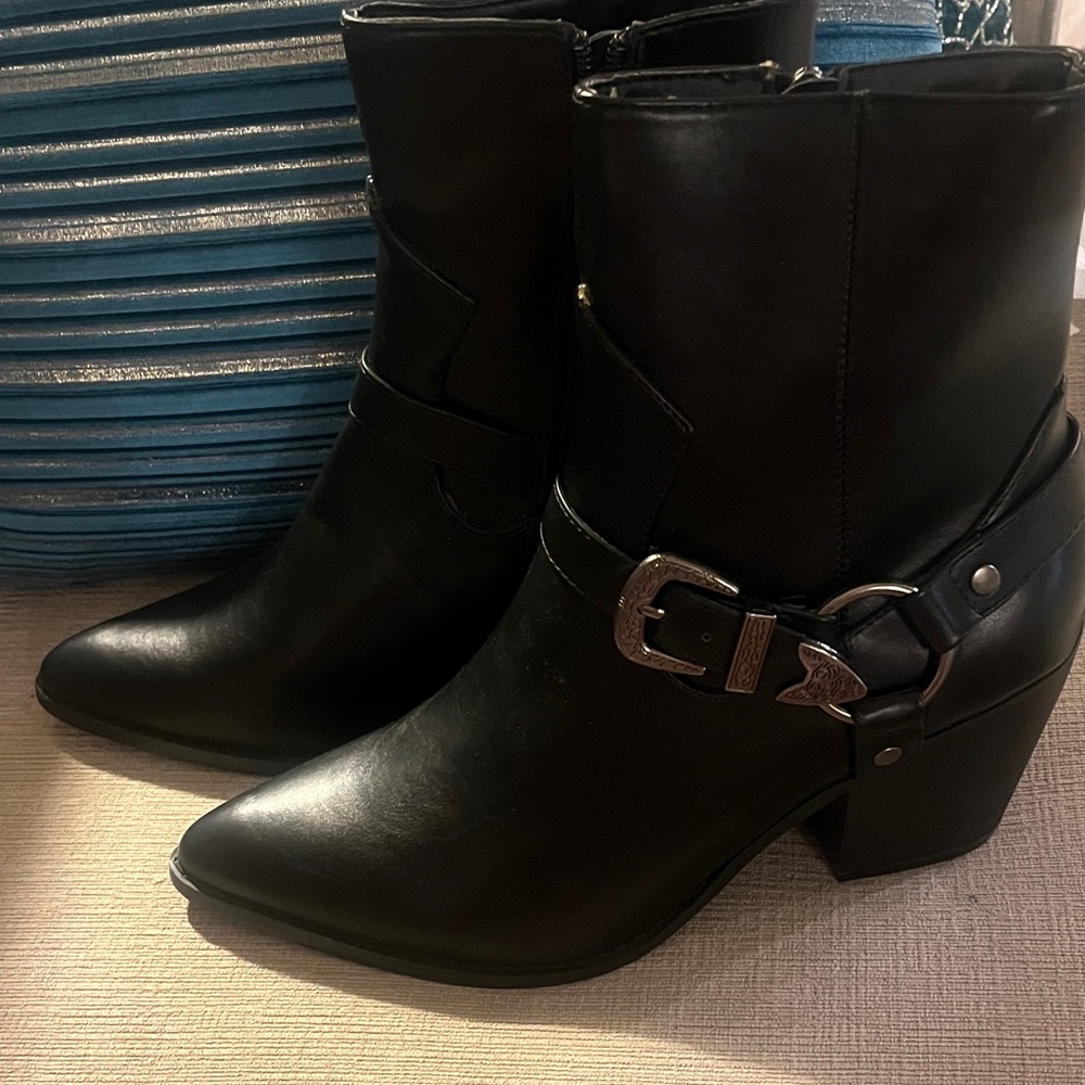 KOI Black Leather Ankle Boots-Brand New